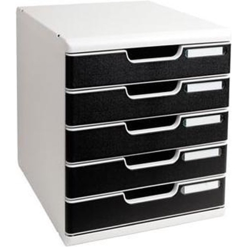 Exacompta Ladenblok Modulo met 5 gesloten laden grijs/zwart