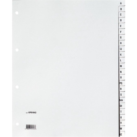 Q-CONNECT alfabetische tabbladen, A4, PP, 24 tabs, grijs 25 stuks
