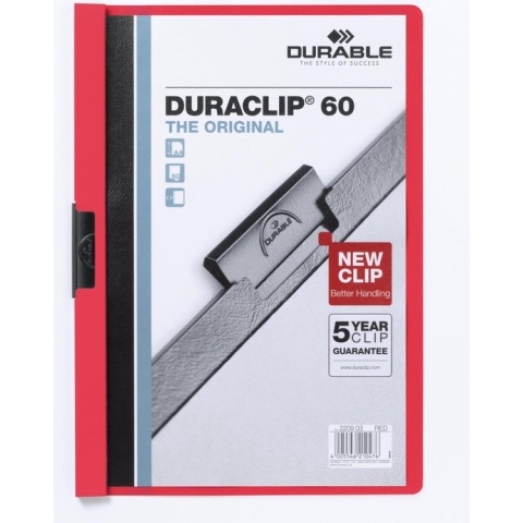 Klemmap durable 2209 a4 pl/tr 6mm rood | 25 stuks
