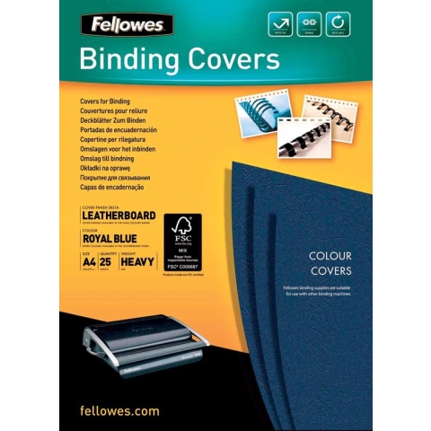 Fellowes schutbladen A4 linnen royal blauw 25 stuks FCS