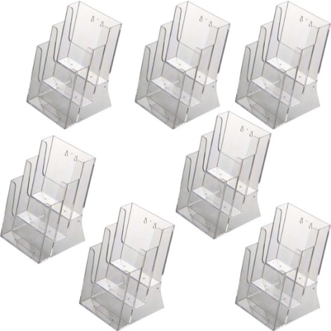 7  Pack | Folderbakje A5 formaat staand | Folderhouder | Folderdisplay | 3-vaks Tafelmodel | Helder acryl 3mm | A5