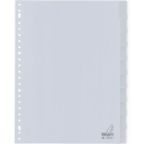 Kangaro tabbladen - A4 - PP 120 micron - grijs - 23-gaats - 10-delig venster - G410FM