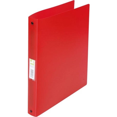 Q-CONNECT ringmap, PP, 4 ringen, 25 mm, transparant rood 12 stuks