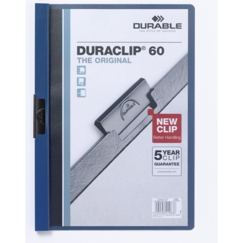 Klemmap durable 2209 a4 pl/tr 6mm donkerblauw | 25 stuks
