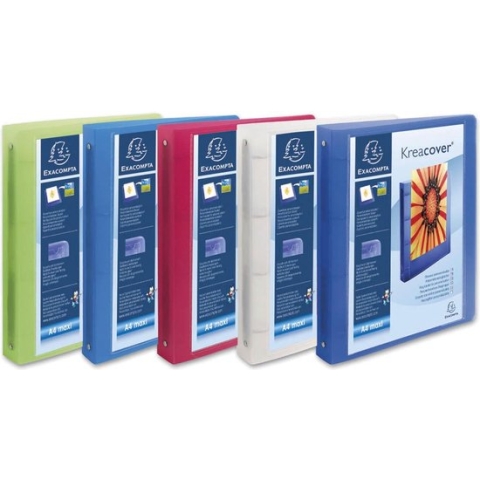 Exacompta Personaliseerbare ringmap Kreacover 2 ringen 5 geassorteerde kleuren: turkoois groen roo...