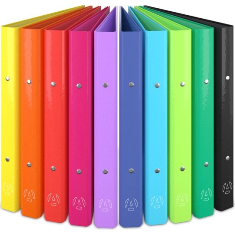 ACROPAQ - 10 x Ringmap A4  - Met 2 ringen - Ringband, Ordner, Ringmappen - 10 Kleuren