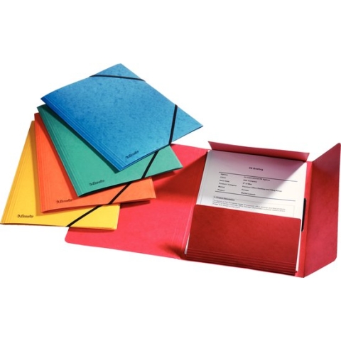 Esselte Rainbow Duurzame A4 3-Klepsmappen voor 200 Vel met Elastiek - FSC Gecertificeerd -  5 Stuks - Assorti