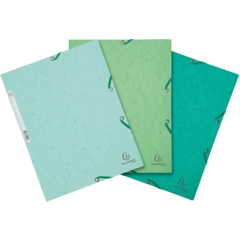 Exacompta elastomap uit karton, ft A4, 3 kleppen, set van 3 stuks in 3 tinten groen (Natuur)