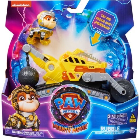 PAW Patrol The Mighty Movie - Bulldozer met Rubble-actiefiguur licht en geluid