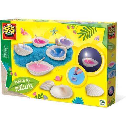 SES - Schelp Kaarsen - inspired by nature - om zelf kaarsen te maken - met was, schelpen en lonten