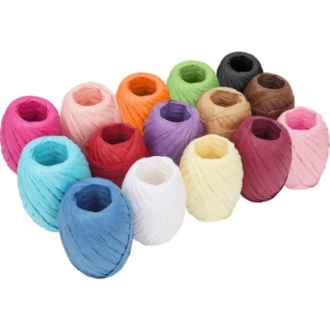 Belle Vous Raffia Papier Lint (15 Pak) – 18 m Per Rol – Verpakkingskoord 15 Kleuren – Papieren Koord Ideaal Voor Geschenkverpakking, DIY Decoraties, Bloemisten Boeketten, Kunst en Hobby