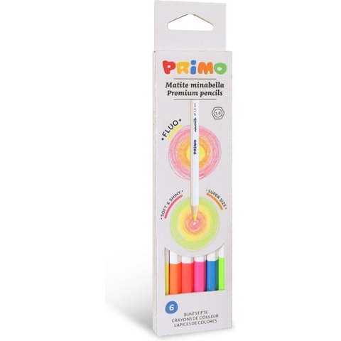 PRIMO - 6 Fluo Minabella Kleurpotloden Fluo ø3.8 in doos