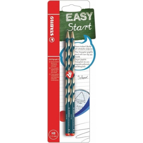 STABILO EASYgraph S - Ergonomisch Grafietpotlood - Rechtshandig - Met Dunne 2.2 mm Kern - Petrol - 2 Stuks Blister