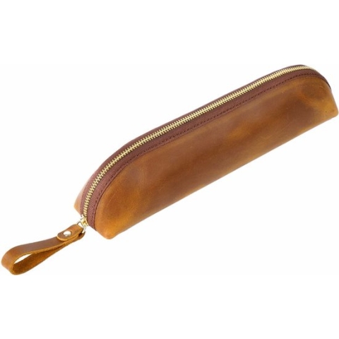 Etui - Etui voor School - Leder - Pennenzak Volwassenen - Past Meer Dan 25 Pennen - Make Up Tasje - Congnac