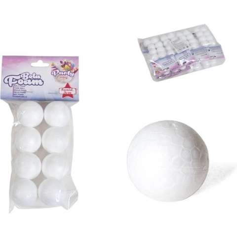 8x Stuks piepschuim hobby/DIY ballen/bollen 3 cm - Kerstballen maken knutselmateriaal