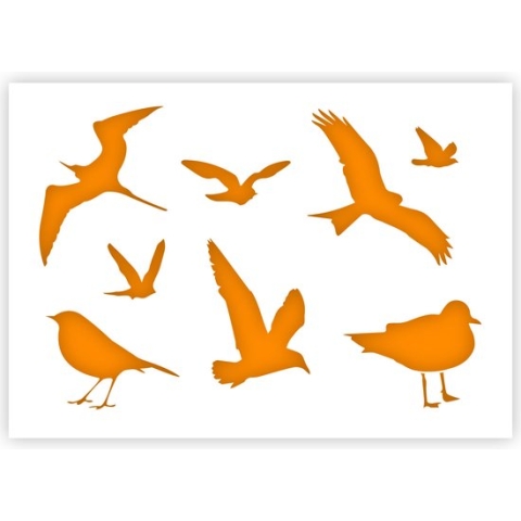 QBIX Vogel Sjabloon A5 Formaat Kunststof - Vogel rechtsonder is 5,7cm breed