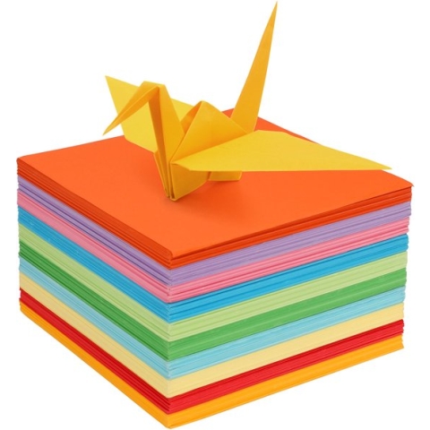 Belle Vous 1100 Vellen Dubbelzijdig Origami Papier Set – 15 x 15 cm Vierkante Velletjes – 10 Heldere Kleuren – Makkelijk te Vouwen Origami Vellen Voor Kinderen & Volwassenen DIY Kunst en Hobby