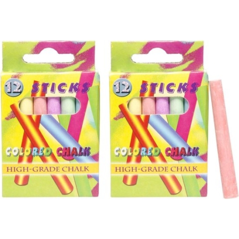 Schoolbord krijtjes gekleurd 24x stuks - Gekleurde krijtjes - Hobby/kantoorartikelen - Speelgoed - Schoolartikelen