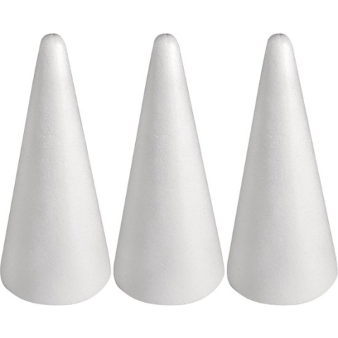 3x Hobby/DIY piepschuim kegel vormen 28 cm - Knutselen hobby materialen/basis materiaal