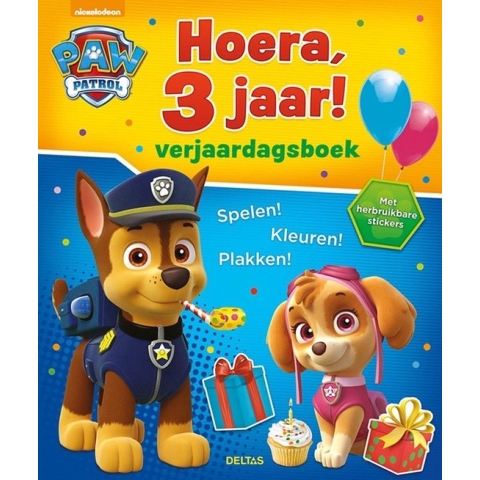 PAW Patrol - Kleurboek - Hoera, 3 jaar - Verjaardagsboek