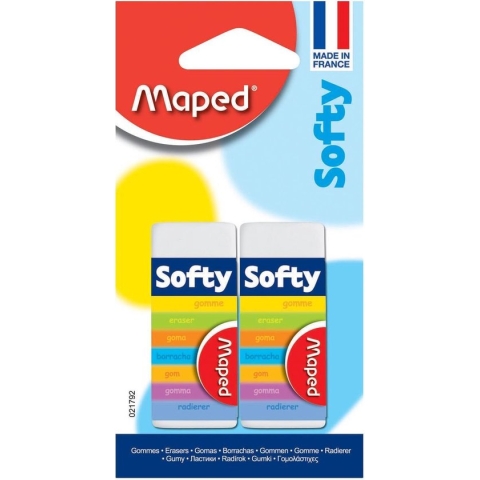 Maped potloodgom softy medium formaat blister met 2 stuks