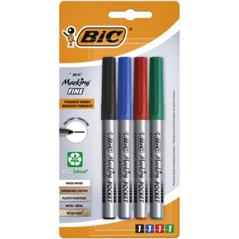 Viltstift Bic Ecolutions rond 1.1mm blister à 4 kleuren