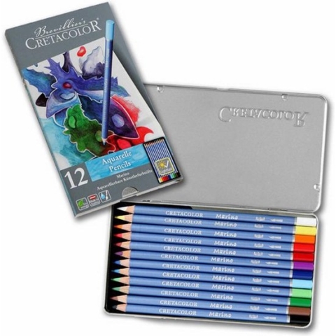 Cretacolor marino aquarelpotloden blik 12st