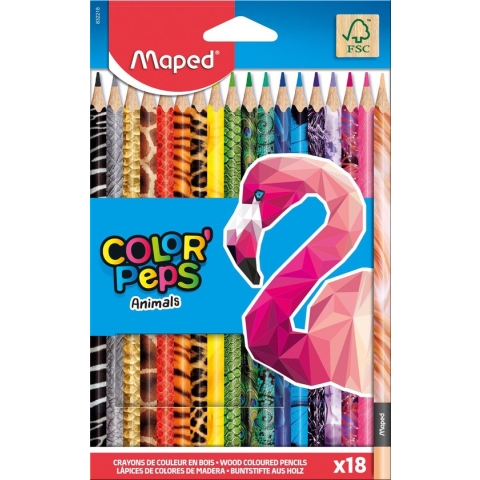 Maped kleurpotlood FSC ANIMALS met dierenprint - in doos x18
