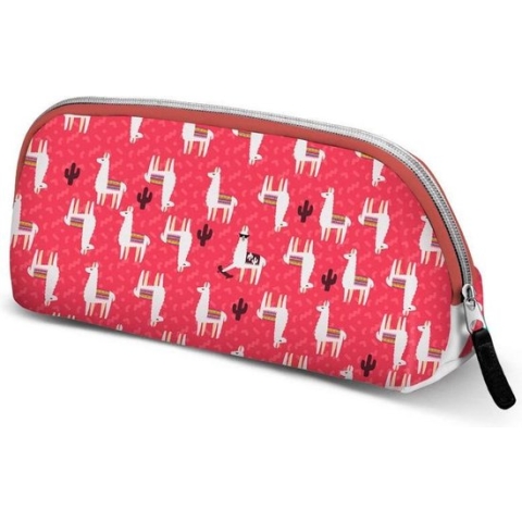 Oh My Pop - Etui / toilettas - Make-up tasje - Lama - Roze - Polyester - 25x7cm