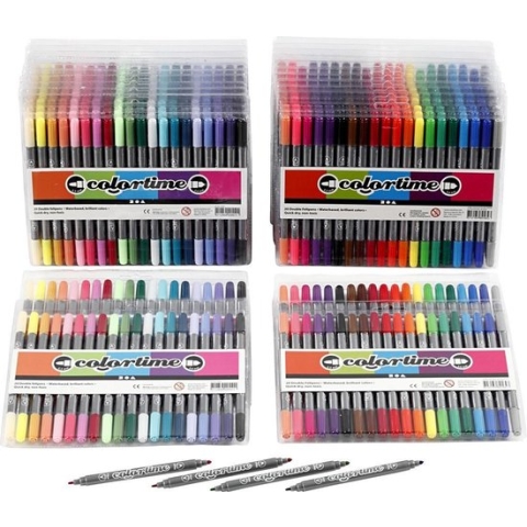 Colortime dubbelstift, lijndikte: 2,3+3,6 mm, standaardkleuren, extra kleuren, 24x20stuks