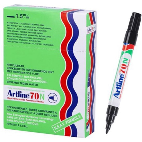 Viltstift Artline 70 rond 1.5mm zwart - 12 stuks