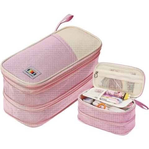 Etui voor Tiener Meisjes Jongens, Opvouwbare Uitbreidende Super Grote Etui Geweldig Cadeau Voor Volwassenen/Student/Kunstenaar/Vrouwen/Man, roze, Etui