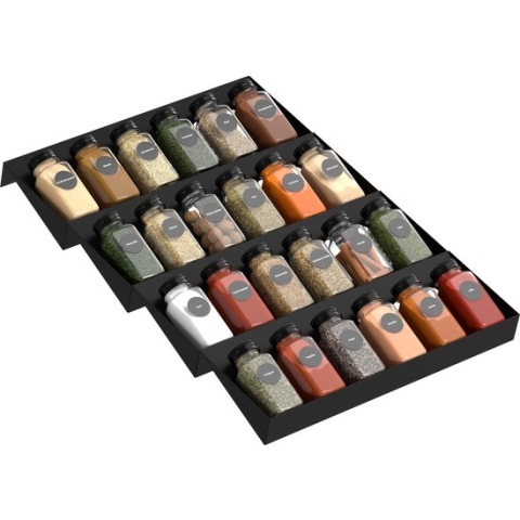 Noswo Kruidenrek Lade - 4 Laags - Voor 28 Kruidenpotjes - RVS - Kruiden Organizer - Keukenlade Organiser