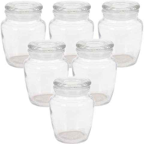 Excellent Houseware Kruiden/voorraadpotjes - 6x stuks - glas - 150 ml
