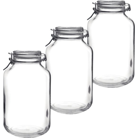 3x stuks weckpotten/inmaakpotten 4000 ml met beugelsluiting 15 x 28 cm - 4 liter
