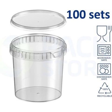 100 x plastic bakjes met deksel - 1200 ml - ø133mm - vershoudbakjes - meal prep bakjes rond - transparant - geschikt voor diepvries, magnetron en vaatwasser - direct van een Nederlandse producent