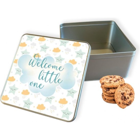 Koektrommel Welcome Little One Vierkant - Bewaarblik 20x20x10 cm