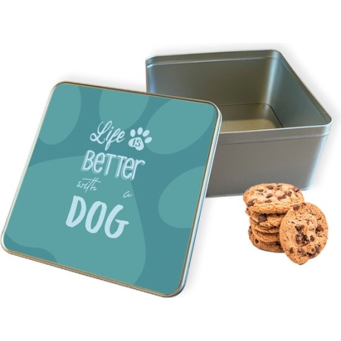Koektrommel Life Is Better With A Dog Vierkant - Bewaarblik 20x20x10 cm