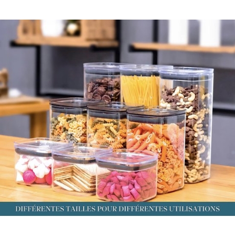 Voorraaddozen 8-Delige Set, Opbergdoos, Keuken, luchtdicht, Plastic met Deksel, Voorraadpotten voor Het Bewaren van Pasta, Muesli, Rijst, Meel, en voor Het Voeden van Huisdieren