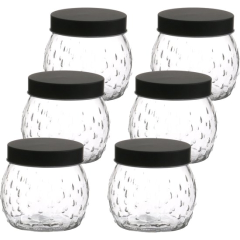 Urban Living Voorraadpot/bewaarpot Roma - 10x - 1L - glas - zwart - D13 x H13 cm