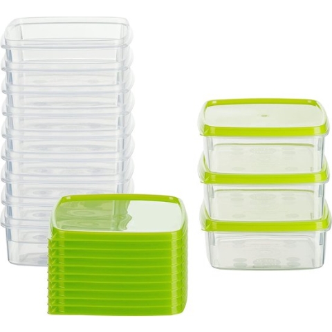Vershouddoos vriezer 0,3l rechthoekig plat 11x11x4,4cm set van 12 groen Oostenrijk Quality