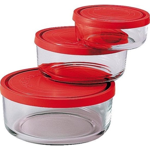 Bormioli Frigoverre Gelo Vershouddoos - 3-Delig - Glas - Transparant/Rood