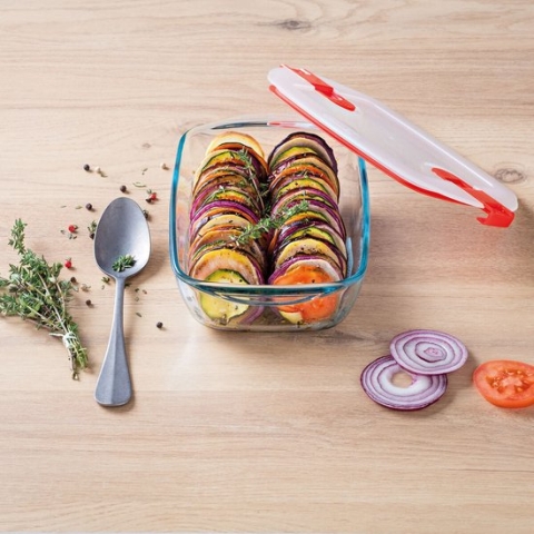 Hermetische Lunchtrommel Pyrex Cook & Heat 24 x 15,5 x 7 cm 1,1 L Transparant Glas (5 Stuks)