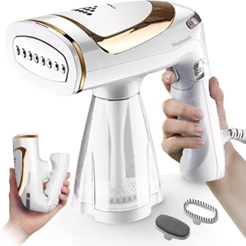 TibaGoods Luxe Kledingstomer - Handstomer - Stoomapparaat Kleding - Ontkreuker - Stoomreiniger - Stoomstrijkijzer - Warmt snel op - Inclusief 2 opzetborstels - 1600w - 250ml