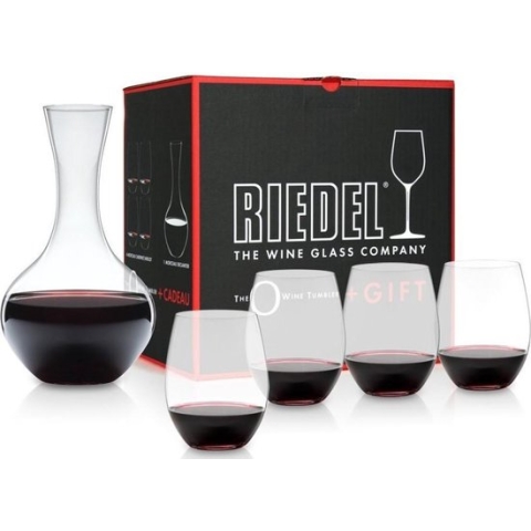 Riedel Rode Wijnglazenset O Wine - 4 Stuks met Decanteerkaraf
