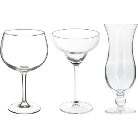 Cocktailglazen set - gin/margarita/blue hawaii glazen - 12x stuks