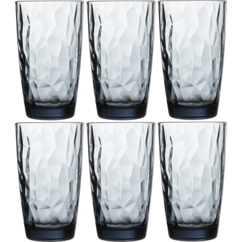 18x Stuks waterglazen/sapglazen blauw 470 ml - Glazen / longdrinkglazen