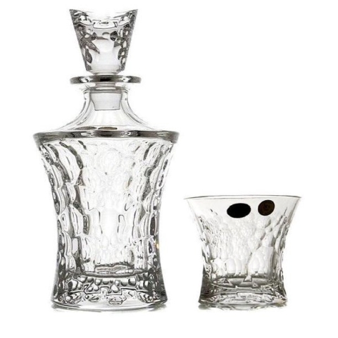 Crystalite Bohemia Whiskey Set Molecules - Kristal - 550 + 340ml - 1+6 stuks