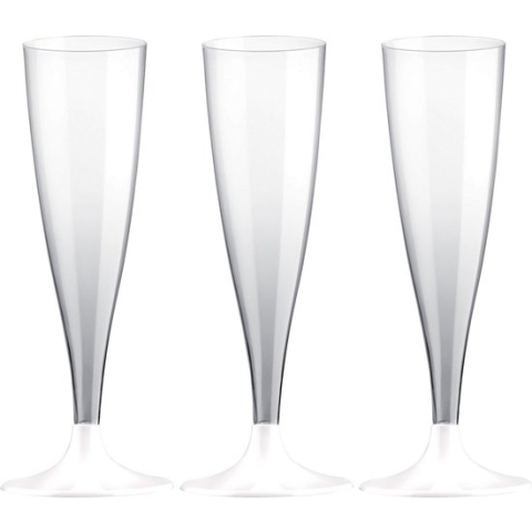 Santex Champagneglazen kunststof 140 ml met witte voet - set 80x stuks