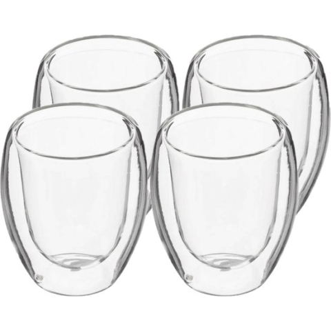 Espressokopjes/koffiekopjes - 4 stuks - dubbelwandig glas - 70 ml